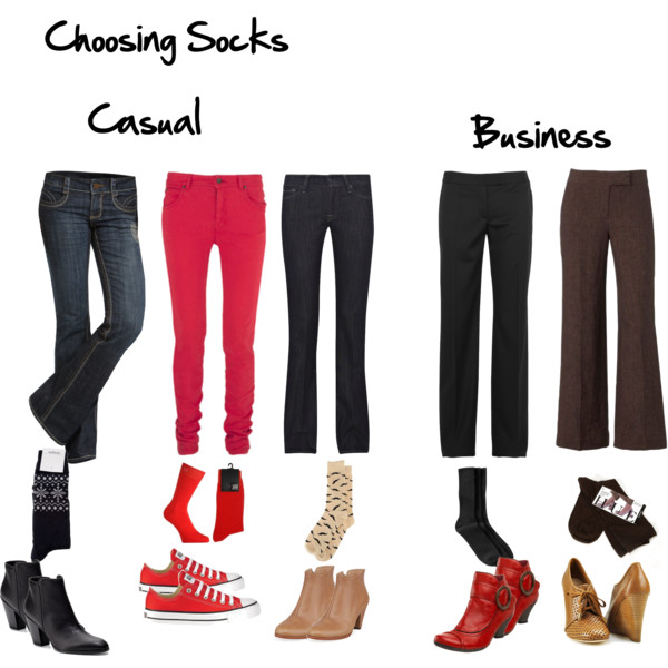 How to choose socks to go with your pants or trousers - for either business or casual outfits