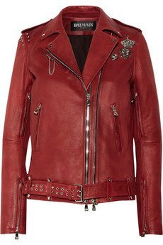 Balenciaga Red Leather Motorcycle Jacket From Net-a-Porter