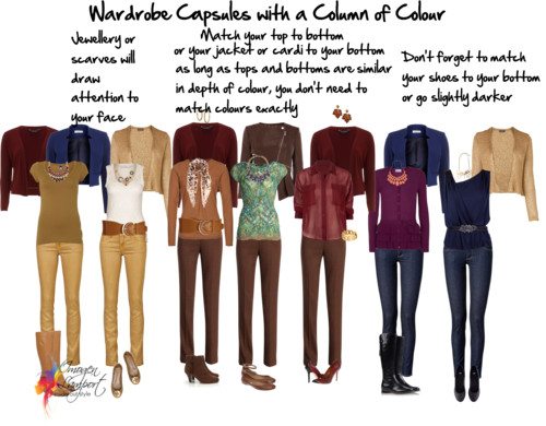 Wardrobe capsules column of colour