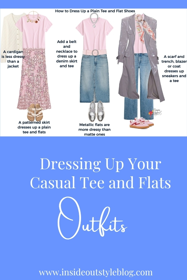 Dressing up your casual tee and flats outfits