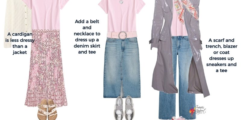 how to dress up a plain tee and flat shoes