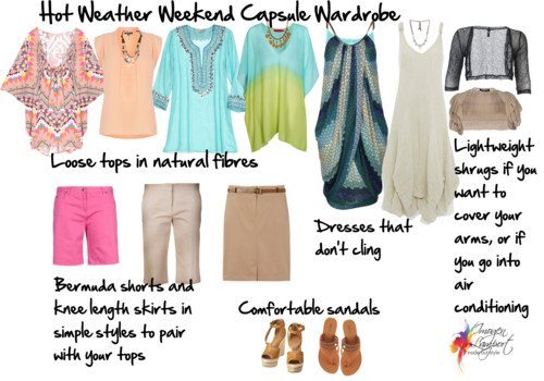 hot weather weekend capsule wardrobe