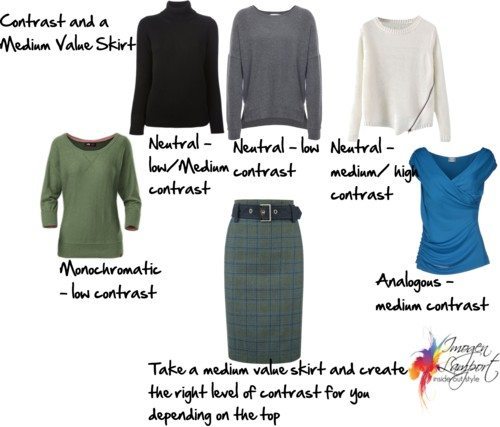 contrast with medium value skirt