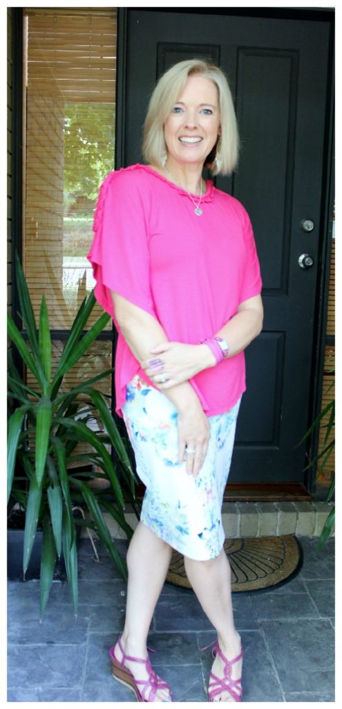 floral skirt and pink