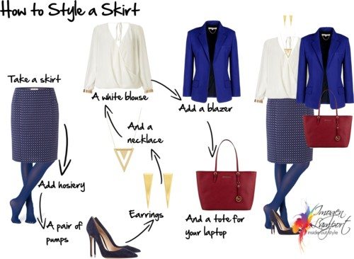 how to style a skirt for the office