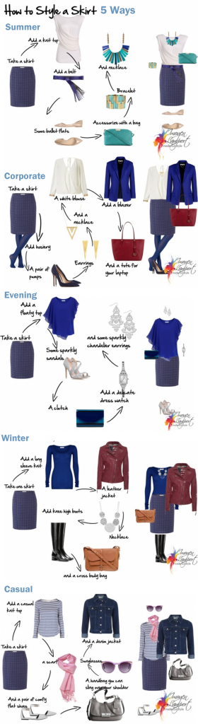how to style a skirt 5 ways