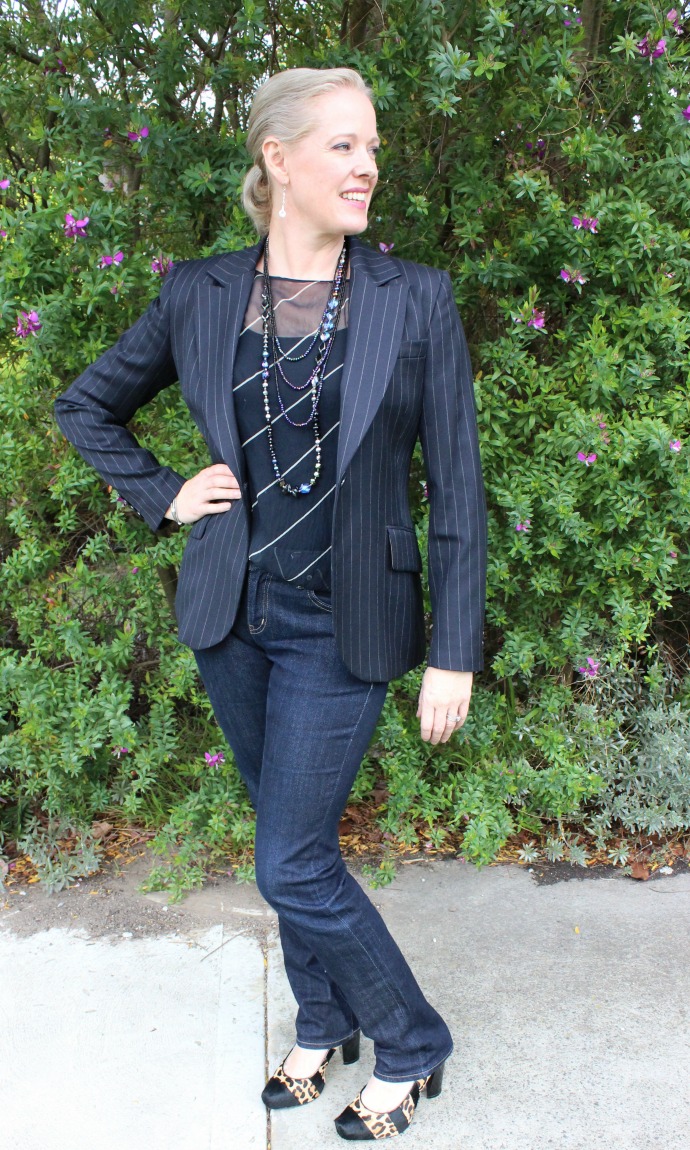 dressed up denim for evening wear with a blazer