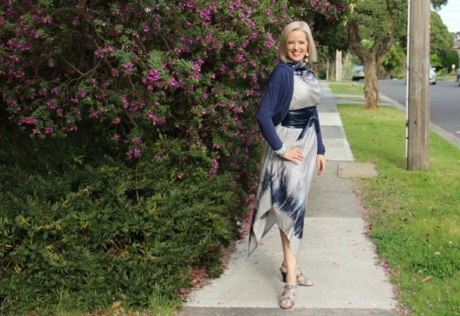 grey alfia galimova dress with navy obi and jacket grey alfia galimova dress with navy obi and jacket