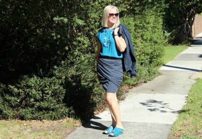 denim jacket and teal