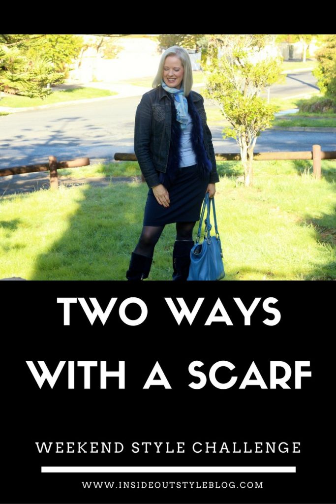 Wear a scarf 2 ways - weekend style challenge- inside out style blog