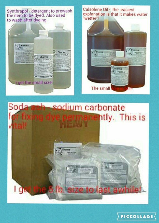 Chemicals required for dying and fixing dye