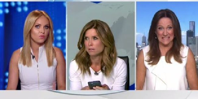Channel 9 News presenters and guest turn up in white tops