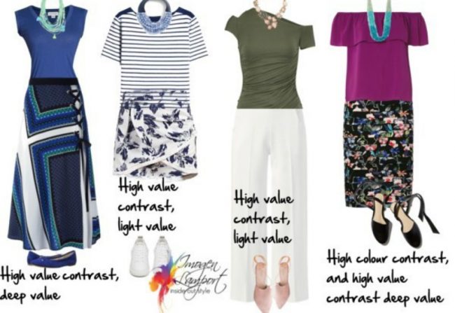 summer outfits in high value contrast