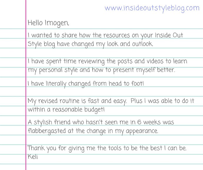 Inside Out Style Testimonial - why read inside out style blog www.insideoutstyleblog.com