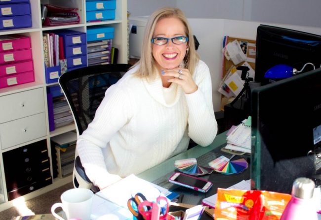 Imogen Lamport at her desk - Creator of Inside Out Style