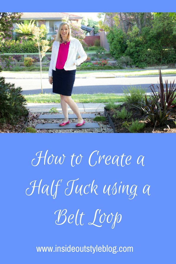 Simple instructions on how you can do a "half tuck" with a belt loop in your jeans or any garment with belt loops that creates more shape and better proportions for your outfit - click to find out more