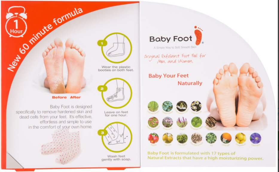 Baby Foot - product test ingredients and instructions