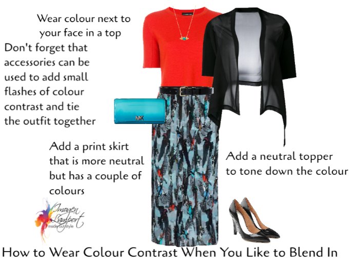 How to make a high colour contrast outfit blend in rather than stand out - working with your more quiet personality style (ISFJ and ISTJ)