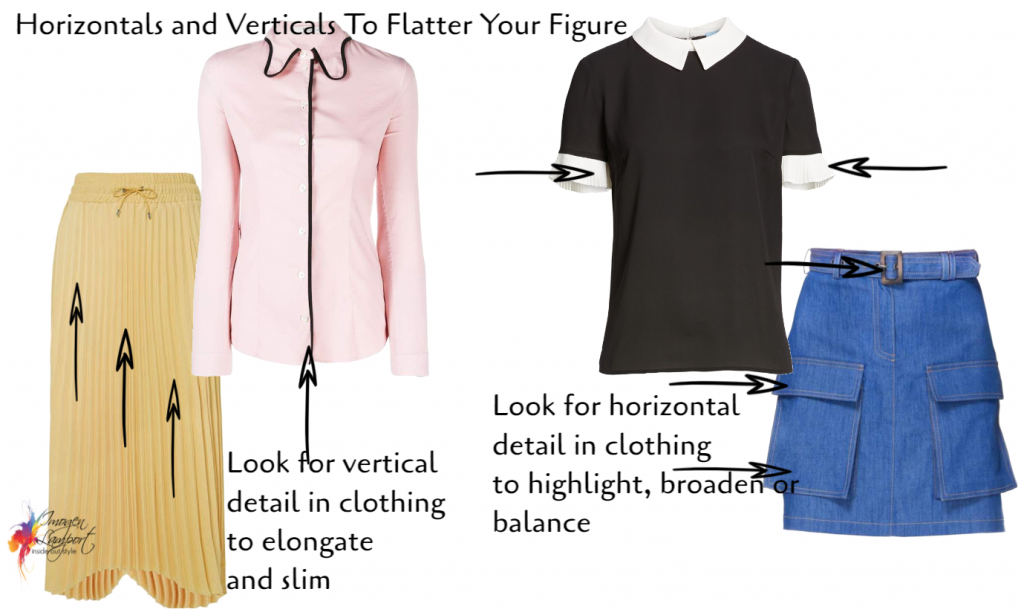 how to flatter your figure when you don't fit a standard body shape - understand how horizontal and vertical lines work in an outfit