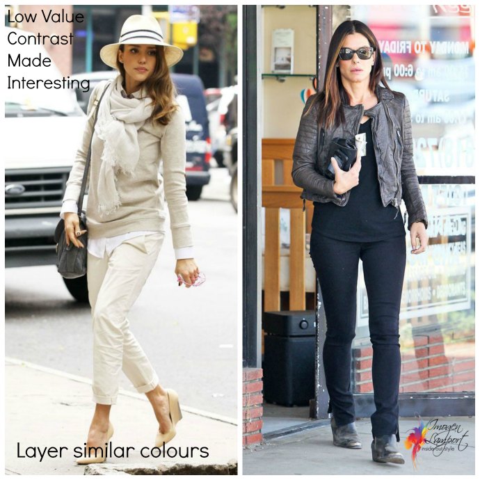 6 Ways to Make Low Value Contrast Outfits More Interesting - Layer similar colours