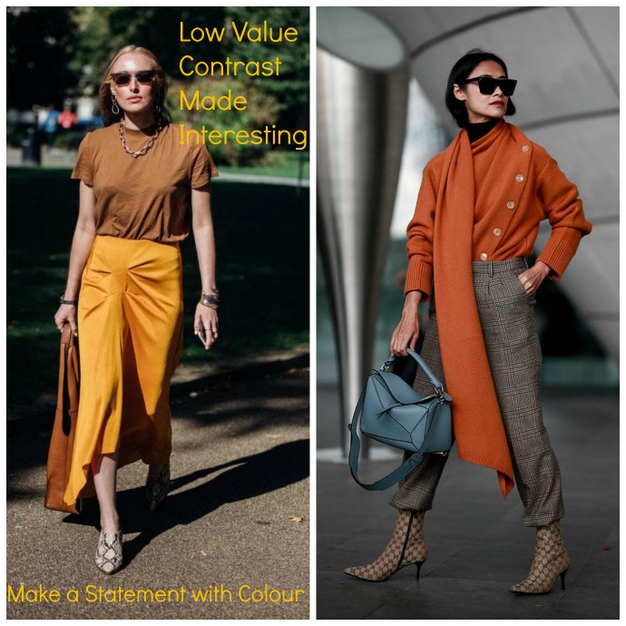 6 Ways to Make Low Value Contrast Outfits More Interesting - add a statement colour