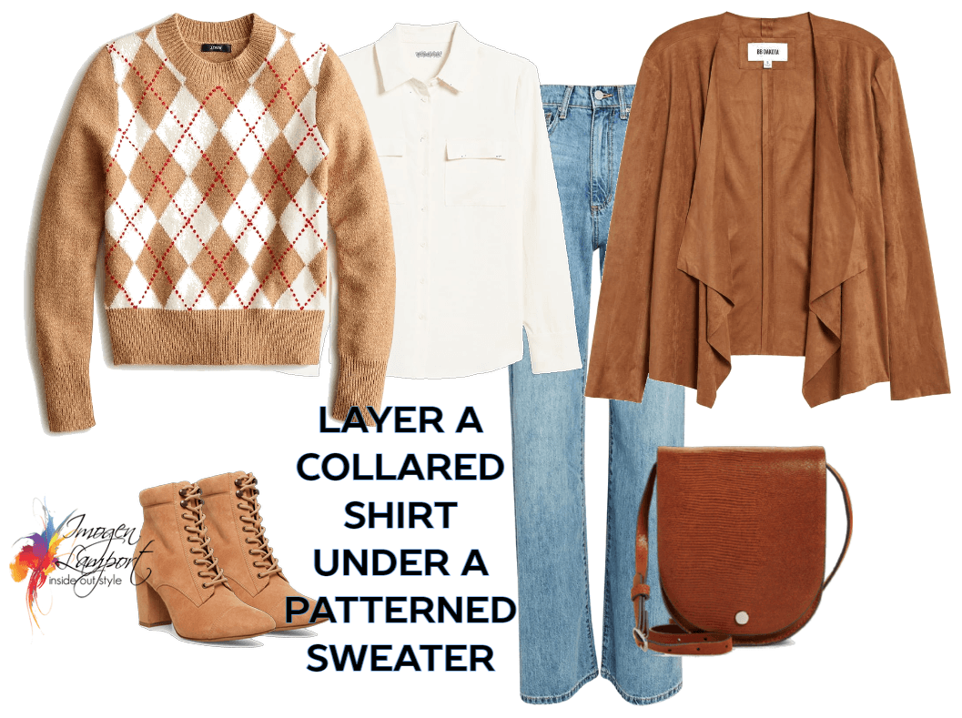 Sweater layered over cheap shirt