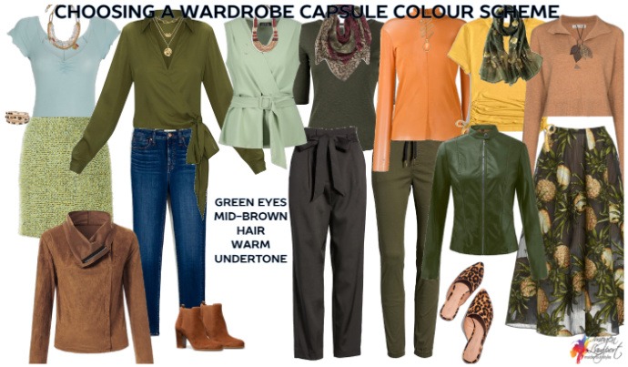 Wardrobe capsule colour scheme for green eyes and brown hair