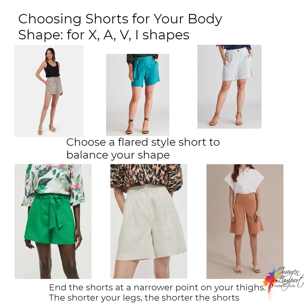 Choosing shorts to flatter your body shape - X shape, A shape, V shape and I shape who wants to add curves