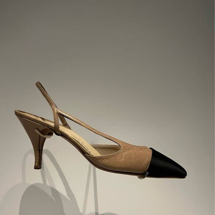 Chanel two-toned beige and black slingback