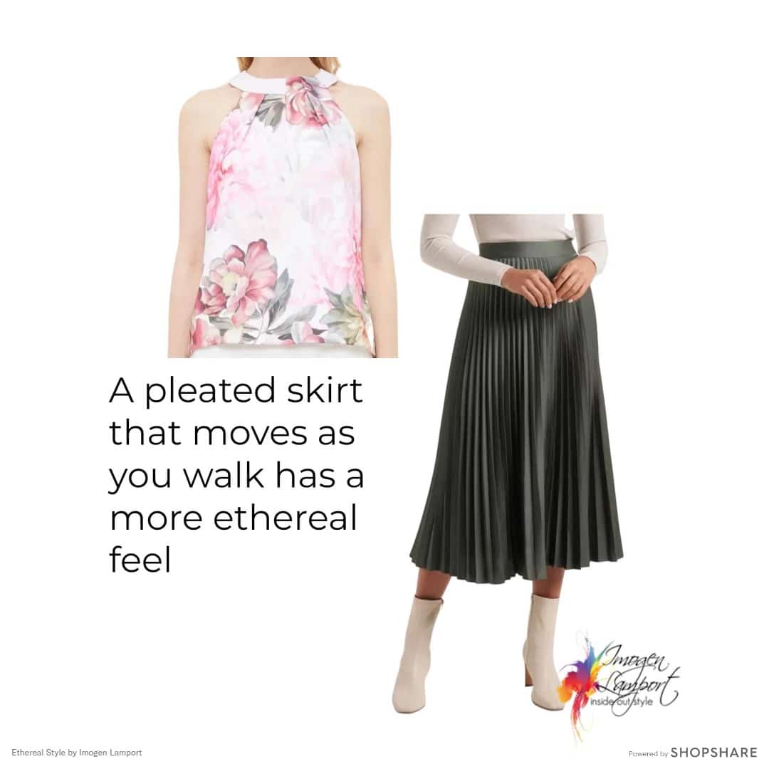 Skirts that move with blouses from soft fabrics create a more feminine ethereal style