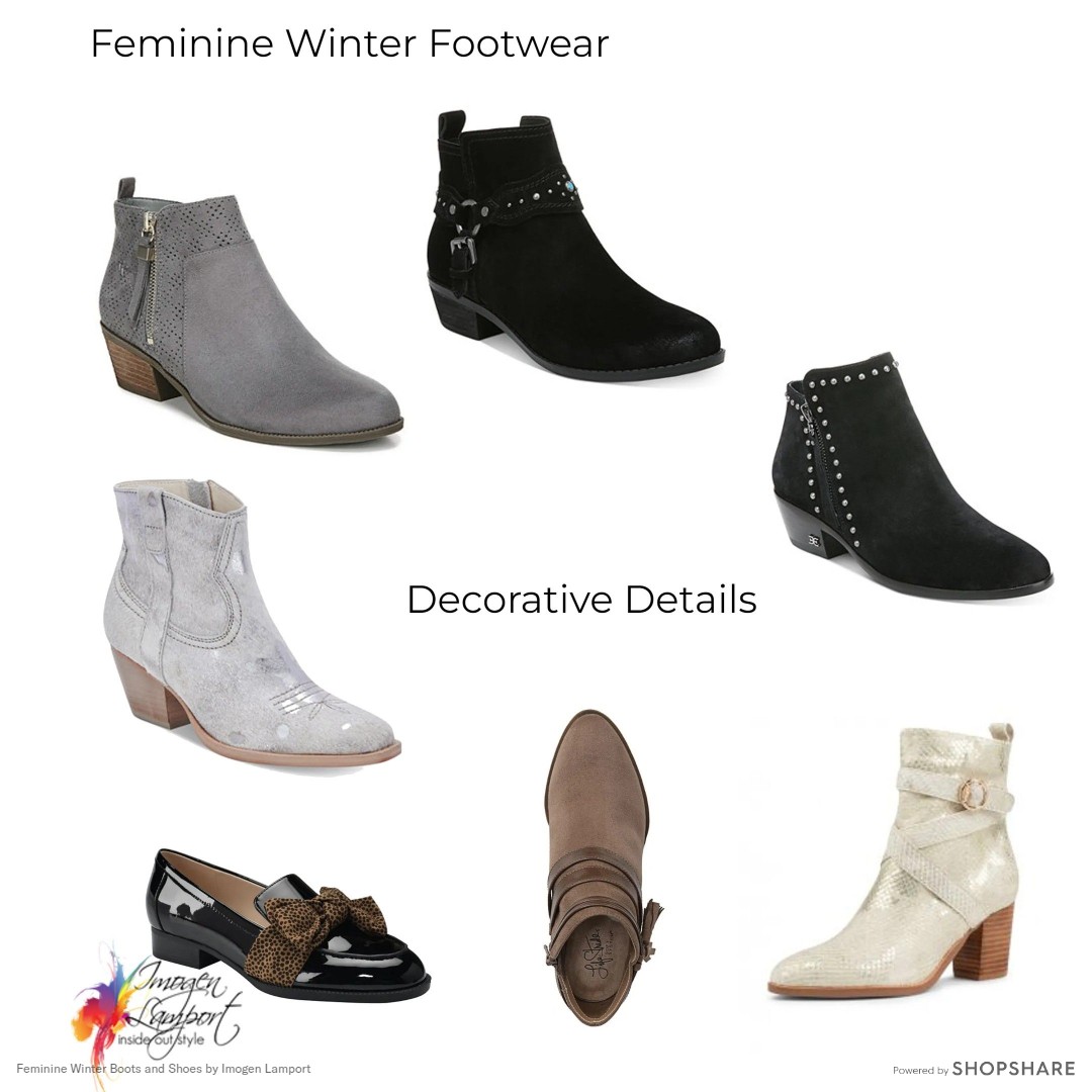 Feminine winter footwear - decorative details