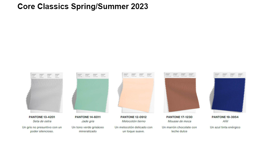 Pantone 2023 London fashion core neutral colours