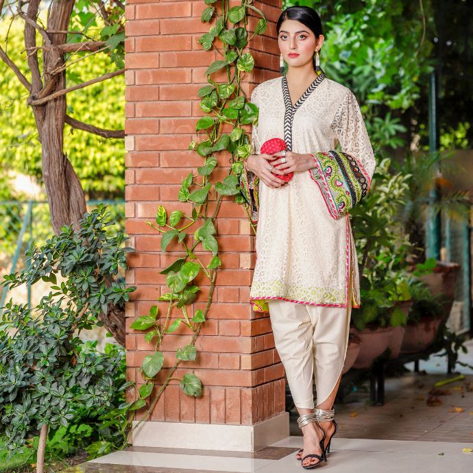 Stitched Cotton dress in pant style . Size : XXL - Women - 1761681550