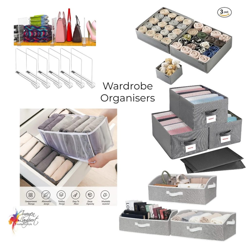 Wardrobe organisers - turn shelves into drawers and places to organise your bags and scarves more easily - shop here https://imogenlamport.shopshare.tv/shopboard/TG9va2Jvb2s6MjUxODg=