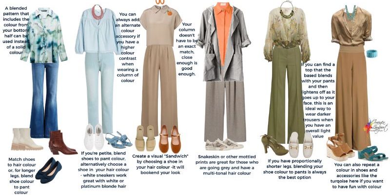 column of colour and shoe colour choices How to choose shoe colour to go with your column of colour outfit