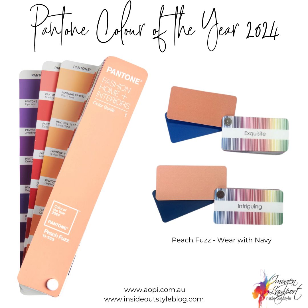 Pantone colour of the year 2024 Peach Fuzz - wear with navy