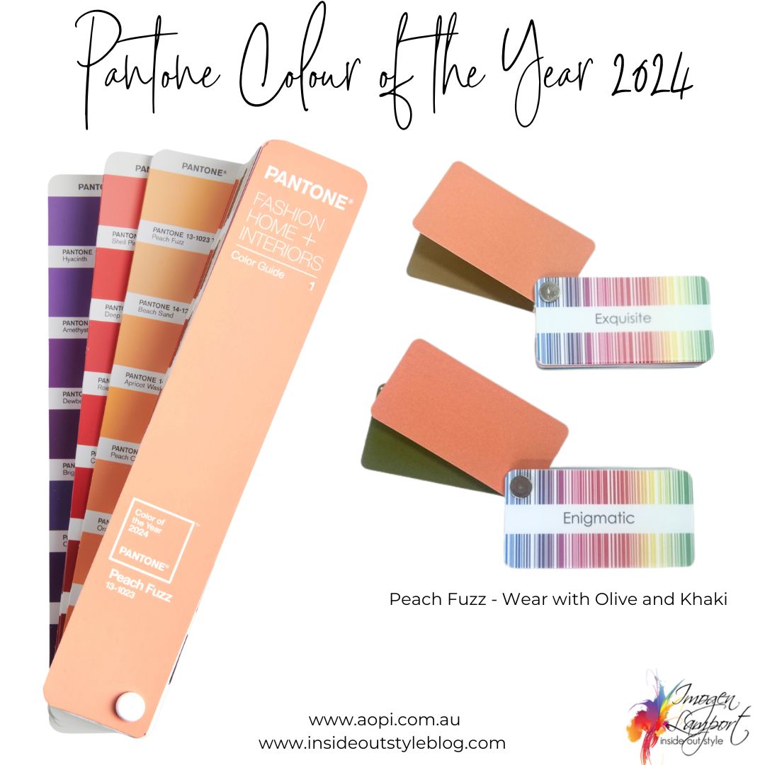 Pantone colour of the year 2024 Peach Fuzz wear with olive and khaki