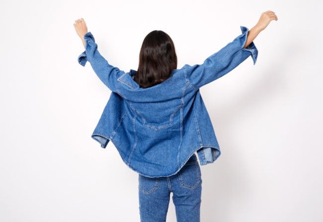 your colour and style questions answered double denim Pants that fit, double denim, bloated tummy and skinny legs