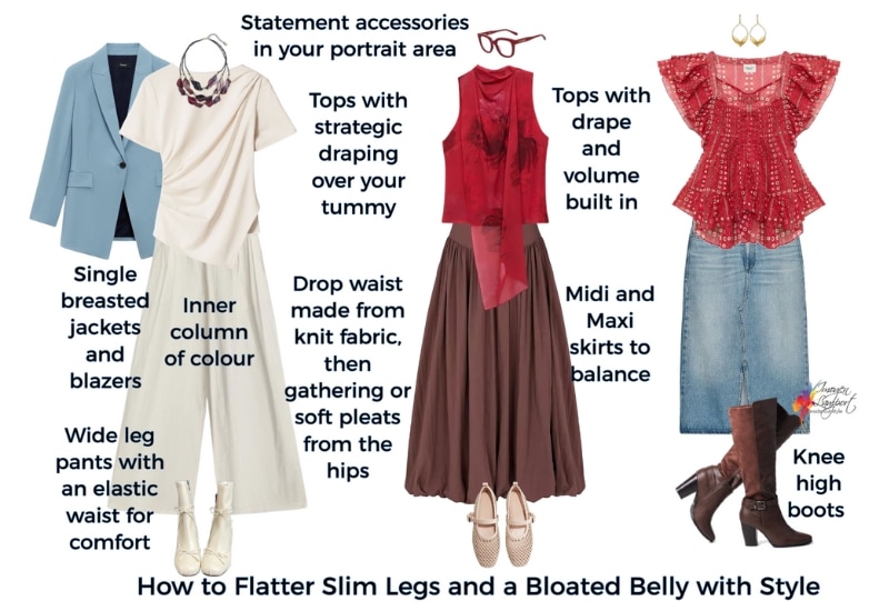 How to Flatter Slim Legs and a Bloated Belly with Confidence and Style