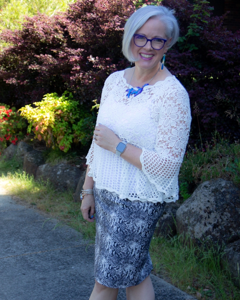 Pattern and layering distract from your tummy