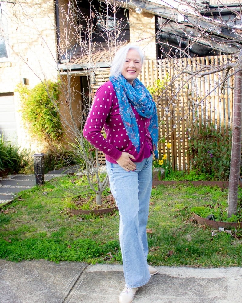 MIxing patterns adds a level of interest to a casual outfit