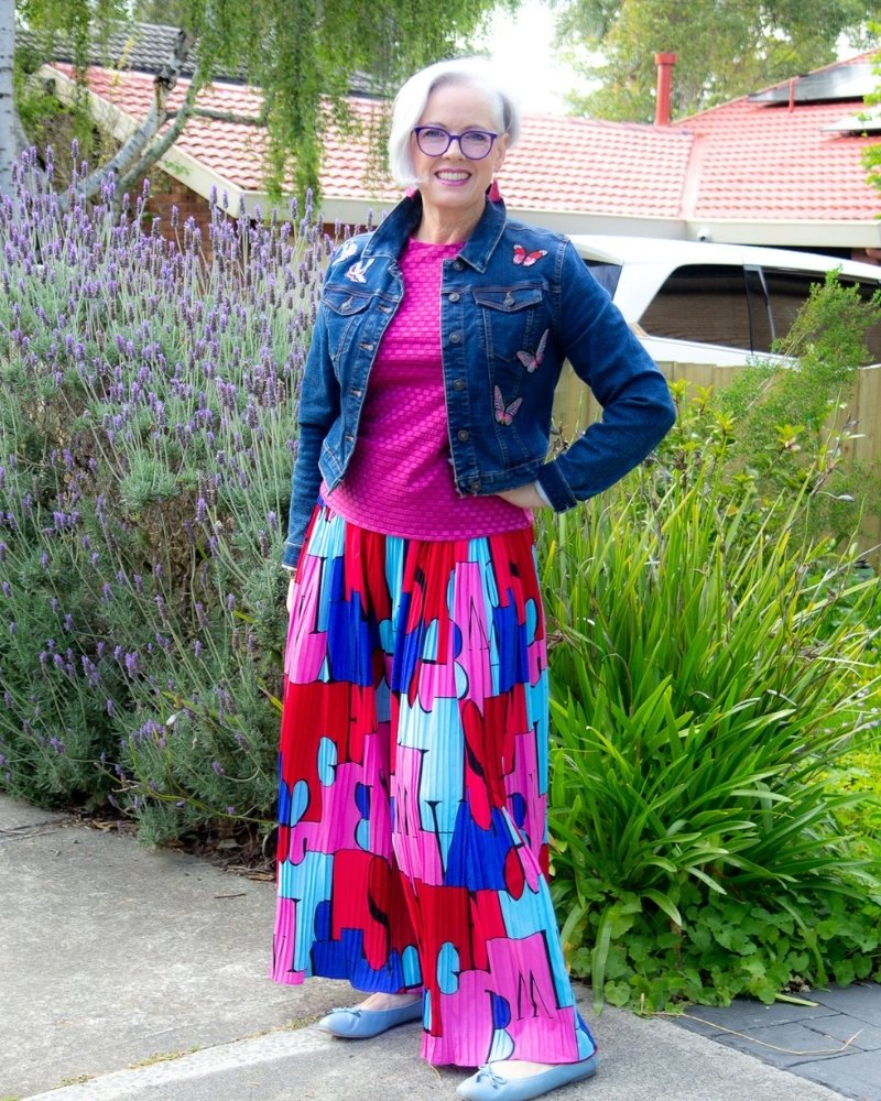 statement pattern and embellished denim jacket