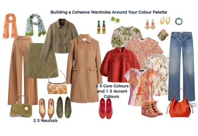 building a cohesive wardrobe around your colour palette - there are an easy 48 outfits in this selection of 10 garments, without changing up the accessories